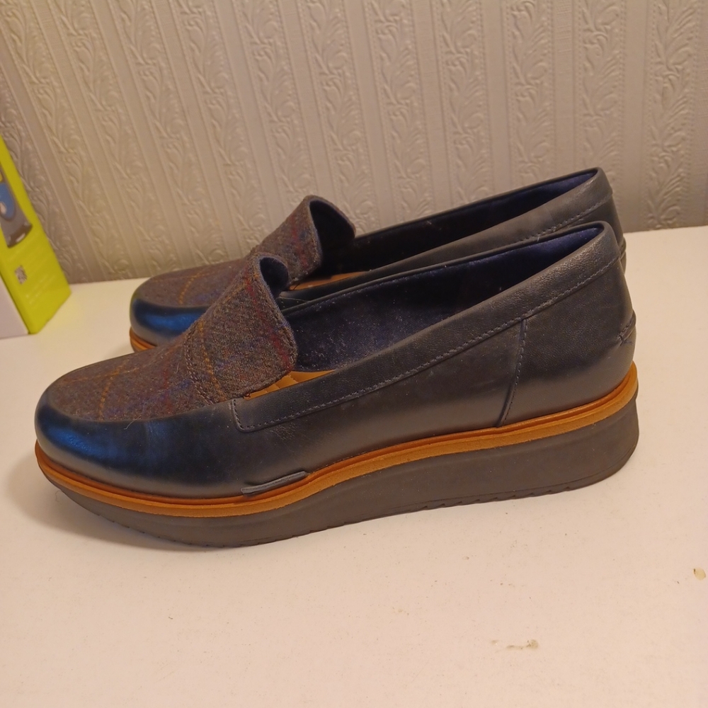 Clarks Black and Brown Platform Loafers